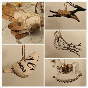 Rustic Holiday Ornament Set 6pcs